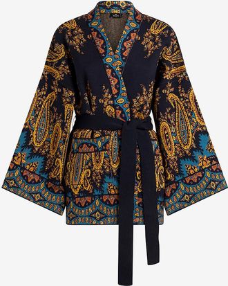 Etro Jacquard-Strick-Kimono mit Paisley-Motiv