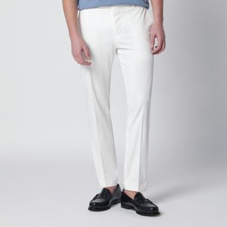 Pantaloni Torino White slim-fit cotton-blend trousers