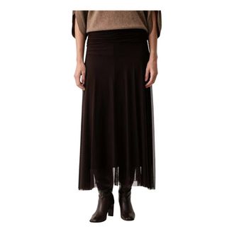 Twinset Gonna lunga in mesh con vita arricciata - - Skirts - Donna - Marrone - M