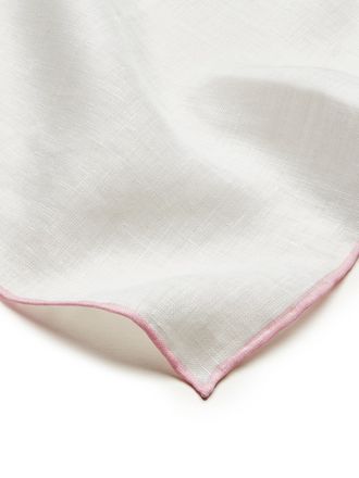 Oliver Brown Linen Handkerchief with Border - Pale Pink