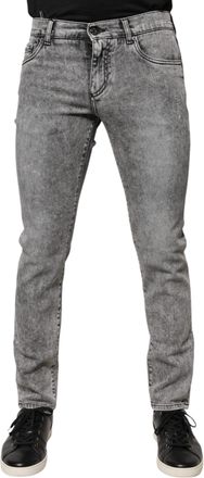 Dolce & Gabbana Mens Slim Fit Acid Wash Jeans - Grey Cotton - Size EU 46 (Mens)