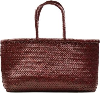 Dragon Diffusion Handgeweven Bamboe Triple Jump Big Tas - Dames - Shoppers - Rood - ONE Size - Bamboe - Tassen