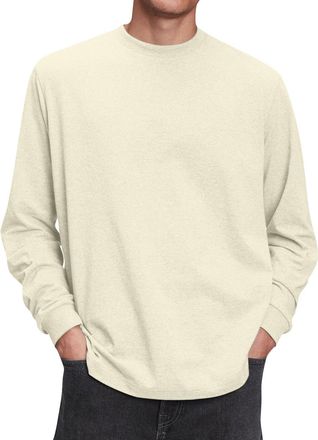 Generic Casual Shirt Men Longsleeves Round Collar Tshirts Loose Fit Oversized Shiteshirts Soild Color Lightweight Shirts Spring Comfort Breathable Blouses Bas