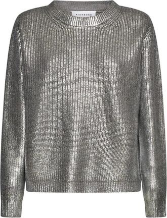 John Richmond Ronde hals metallic gebreide trui - Dames - Ronde hals truien - Grijs - S - Truien & Vesten