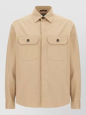 Ermenegildo Zegna cotton shirt jacket button collar cuffs pockets