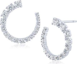 Kenneth Jay Lane Round Cubic Zirconia Open Circle Earrings in Rhodium Plated at Nordstrom