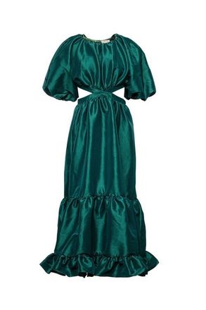 VASILIKI Laila Maxi Taffeta Dress in Emerald Green at Nordstrom, Size Small