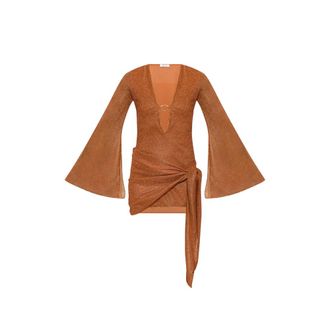 Os&eacute;ree Lumi&eacute;re Pareo Lurex-thread Knotted Mini Dress