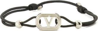Valentino Garavani VLogo Signature Slider Armband - Heren - Armbanden - Zwart - ONE Size - Katoen - Accessoires