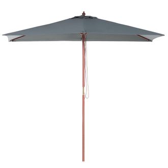 Beliani Sombrilla De Jard&iacute;n Tela Gris Oscuro Madera De Abedul 244 Cm Resistente A La Intemperie Flamenco