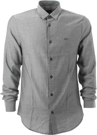 A|X Armani Exchange Overhemd met lange mouwen- slim fit - Heren - Casual Overhemden - Grijs - M - Katoen - Overhemden
