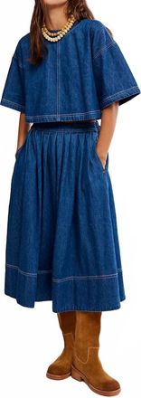 Free People Westley Denim Skirt Set In Deep Sea Wash