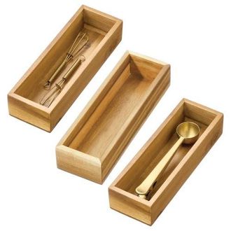 iDesign Acacia Wood Kitchen Drawer Organizer - Set of 3 - Natural at Nordstrom