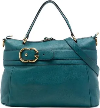 Gucci Pre-owned Ride Satchel - Dames - Vintage Handtas - Blauw - ONE Size - Leer - Vintage