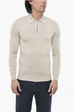 Paolo Pecora Virgin Wool Polo Neck Half-Zip Sweater size M