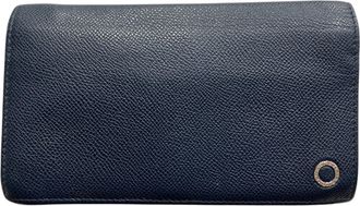 Bulgari Navy Leather Long Wallet (Bi-Fold) (Pre-Owned)