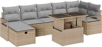 vidaXL Garden Sofa Set with Cushion 8 pcs Beige Poly rattan vidaXL