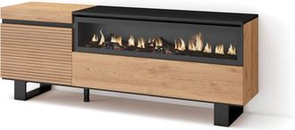 Skraut Home Skraut Home - Mueble Tv, Televisi&oacute;n, Muebles De Sal&oacute;n, Almacenaje, 150x57x35cm, Para Tv Hasta 65, Chimenea El&eacute;ctrica, Dise&ntilde;o Industrial, Estilo Modern