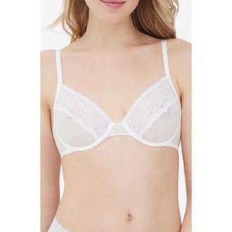 Skarlett Blue Dare Dot Pattern Unlined Underwire Bra in White at Nordstrom, Size 36Dd