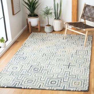 Safavieh Marquee Hand Made Area rug, Ivory / Blue Modern Style Non-Shedding