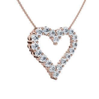 Pompeii3 2Ct Diamond Heart Pendant 10k Gold Lab Grown 7/8 Tall Necklace