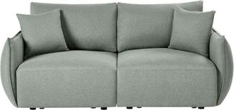 Beliani Modular 2 Seater Sofa Green Fabric Upholstery Two Piece Sectional Sofa Modern Minimalistic Style Living Room MESNALI