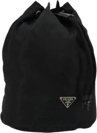 Prada Pre-owned Bucket Bags, female, Black, Size: ONE SIZE Pre-owned Nylon Pouch
