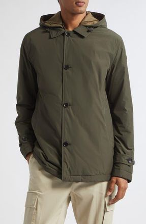 Moncler Evrine Hooded Water Repellent Down Jacket in Urban Olive Green at Nordstrom, Size 4