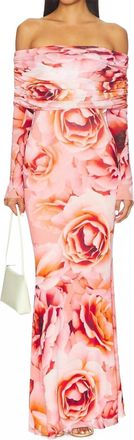 AFRM Thelma Dress In Peach Roses