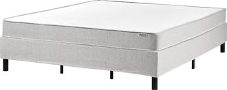 Beliani Cama Con Somier De Tela 180 X 200 Cm Con Colch&oacute;n De Muelles Ensacados Sin Cabecero Dormitorio Gris Claro Countess