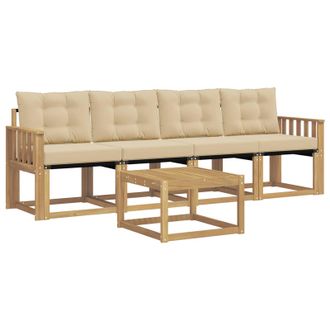 vidaXL Conjunto De Sof&aacute;s De Exterior Con Coj&iacute;n 5 Pcs Y Beige Vidaxl