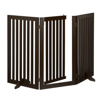 Relaxdays Relaxdays - Barrera Seguridad Perros, Valla Protectora Puerta, Para Escaleras, 92x154cm, Plegable, Sin Taladrar, Marr&oacute;n