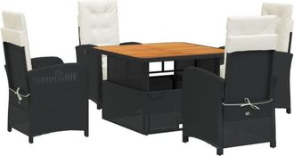 vidaXL Set De Muebles Jard&iacute;n 5 Pzas Con Cojines Rat&aacute;n Sint&eacute;tico Negro Vidaxl