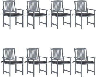 vidaXL Vidaxl - Sillas De Jard&iacute;n Con Cojines 8 Uds Madera Maciza De Acacia Gris