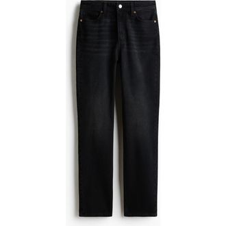 H&M Slim Straight High Waist Jeans in Black at Nordstrom, Size 14