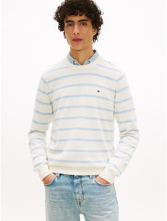Tommy Hilfiger Mens Stripe Classic Crewneck Sweater - White - XXXL