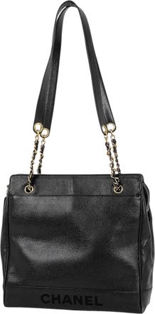 Chanel Black Leather Shoulder Bag Tote Bag (Pre-Owned)