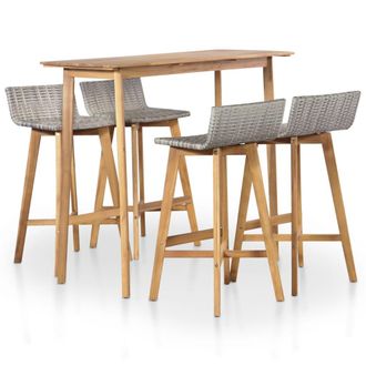 vidaXL Set De Comedor De Jard&iacute;n 5 Piezas Madera Maciza De Acacia