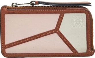 Loewe Pre-owned Wallets, female, Pink, Size: ONE SIZE Pre-owned Puzzle Anagram Leather Card Case
