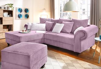 HOME AFFAIRE Ecksofa »King George King Henry, Mega Sofa, Breite 260cm, L-Form« mit Federkern, in legerer Polsterung und vielen Kissen