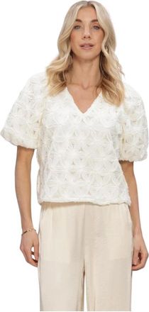 Freebird by Steven Wv-3D-Voile-Flower-26-1 Top - Dames - Blouses - Beige - S - Polyester - Overhemden