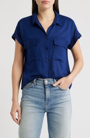 Beach Lunch Lounge Kia Short Sleeve Button-Up Shirt in Beacon Blue at Nordstrom, Size X-Small