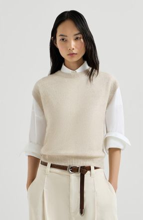 Brunello Cucinelli Sparkling mohair and wool T-shirt in Ivory at Nordstrom, Size Medium