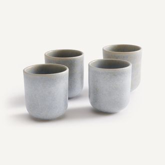 AM.PM Set van 4 kopjes in mat ge&euml;mailleerd aardewerk, Chuma