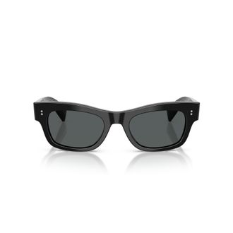 Oliver Peoples Bold Rectangular Acetate Sunglasses With Metallic Accents