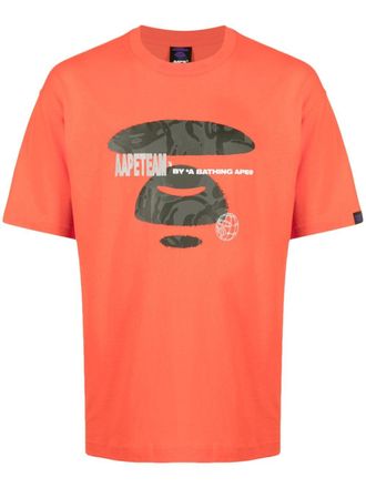 Aape By A Bathing Ape Moonface graphic-print T-shirt - men - Cotton - M - Orange