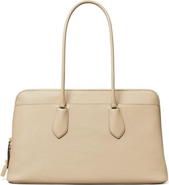 Tory Burch Lock Leather Satchel in Light Stone at Nordstrom