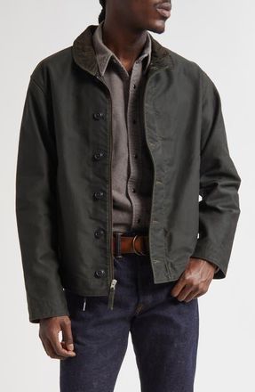 Ralph Lauren Jungle Cloth Bower Corduroy Collar Deck Jacket in Vintage Black at Nordstrom, Size Large