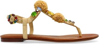 Dolce & Gabbana Sandalen met glinsterende versieringen - Dames - Sandalen - Beige - 36 EU - Leer - Schoenen