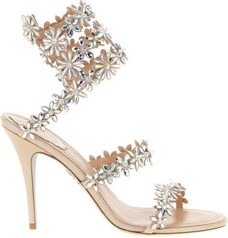 Rene Caovilla Pink Floral Crystal Heels